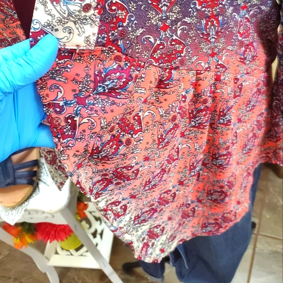 Taylor & Sage Chiffon Printed Flyaway Kimono sz L - Picture 5 of 9